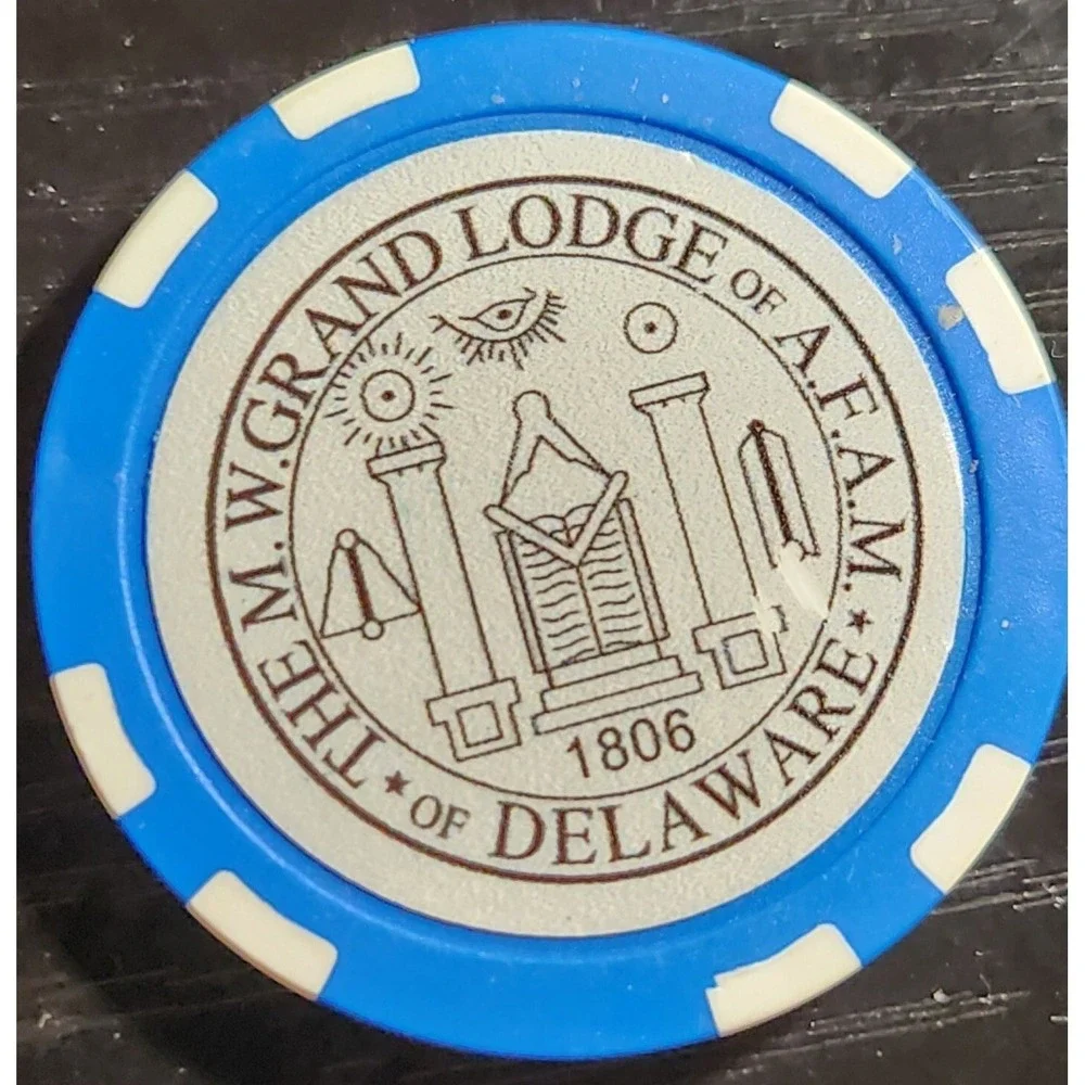 Grand Lodge Of Delaware AF & AM 1806 Poker Chip Masonic Brotherhod Chalenge Coin